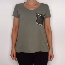 SECOND HAND T-shirt KAKI S/M - Lo-ika