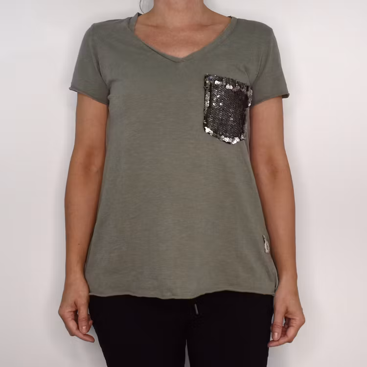 SECOND HAND T-shirt KAKI S/M - Lo-ika