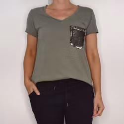 SECOND HAND T-shirt KAKI S/M - Lo-ika