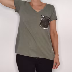 SECOND HAND T-shirt KAKI S/M - Lo-ika