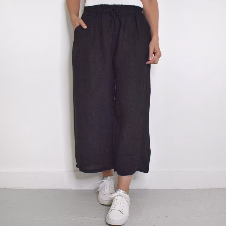 Coulettbyxa i linne Vivi SVART - Mix By Heart