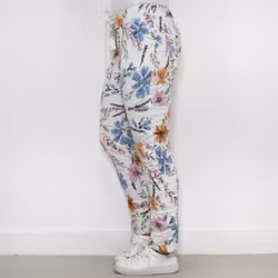 Stretchig Byxa Josefine Blommig VIT - Marta du Chateau