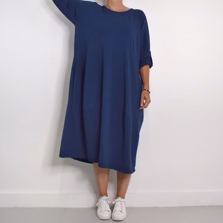 Sweatshirtklänning MÖRKBLÅ