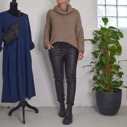 Stickad Tröja Halvpolo MOCCA