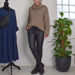 Stickad Tröja Halvpolo MOCCA