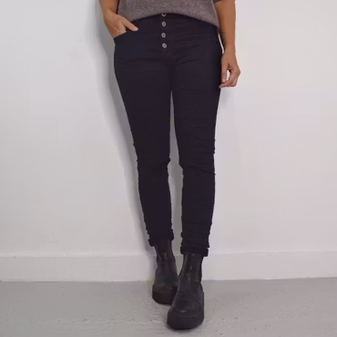Jeans med Knappar SVART - 3D Denim