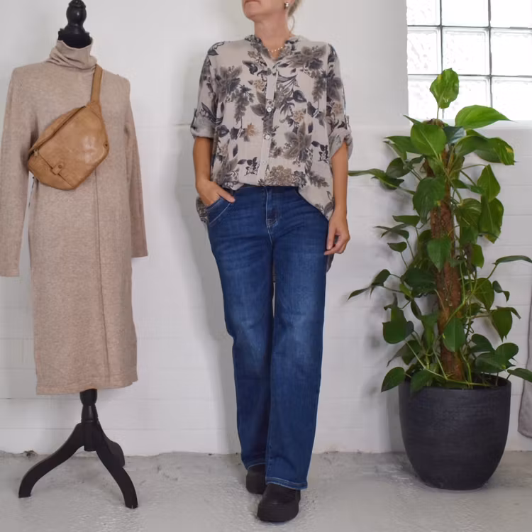 Blus Ellie Mönstrad BEIGE - Mix By Heart