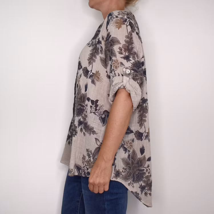Blus Ellie Mönstrad BEIGE - Mix By Heart