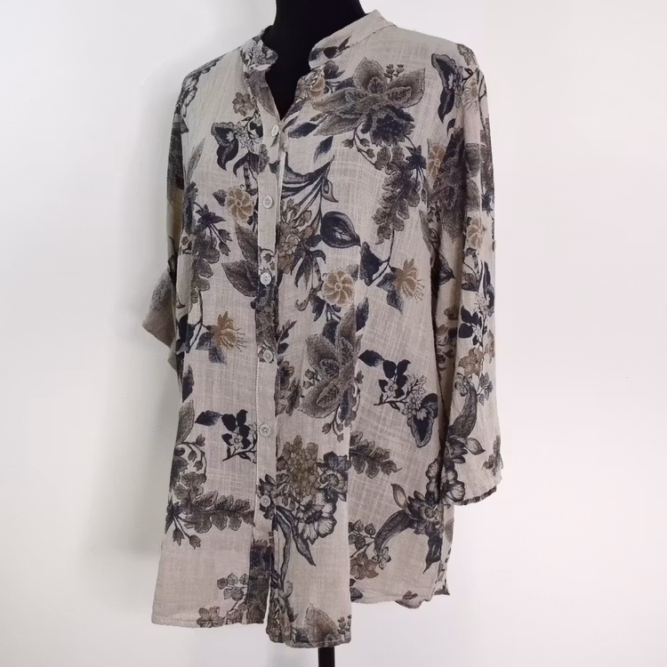 Blus Ellie Mönstrad BEIGE - Mix By Heart