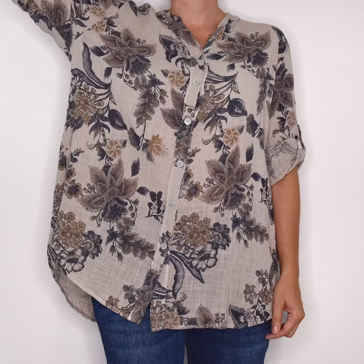 Blus Ellie Mönstrad BEIGE - Mix By Heart