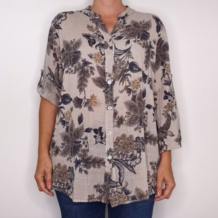 Blus Ellie Mönstrad BEIGE - Mix By Heart