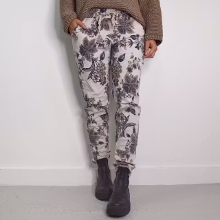 Stretchig Byxa Signe Mönstrad BEIGE - Mix By Heart