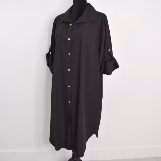 Långskjorta Bomull Leonie SVART - Camicia