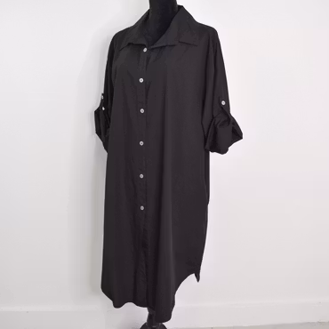 Långskjorta Bomull Leonie SVART - Camicia