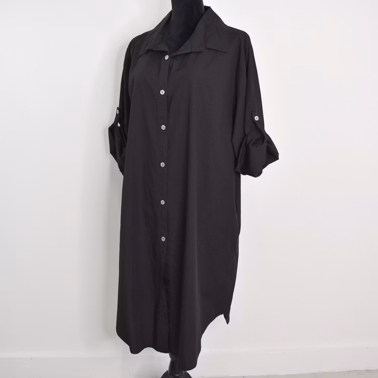Långskjorta Bomull Leonie SVART - Camicia