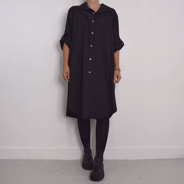 Långskjorta Bomull Leonie SVART - Camicia