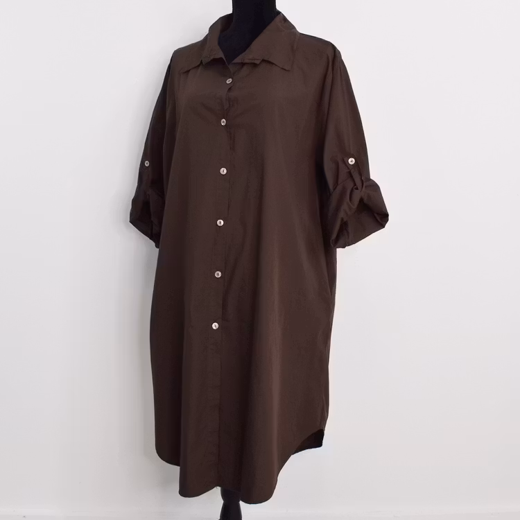 Långskjorta Bomull Leonie BRUN - Camicia