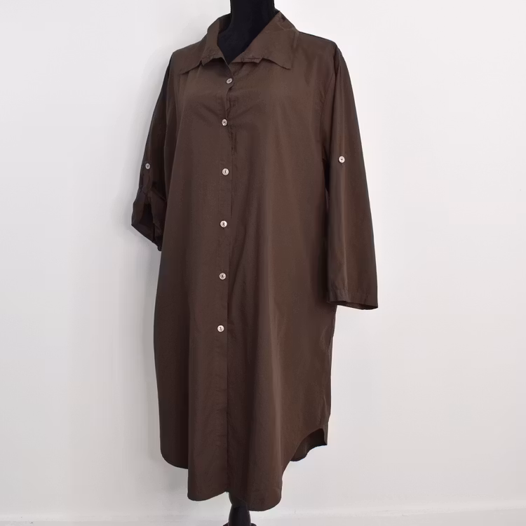 Långskjorta Bomull Leonie BRUN - Camicia