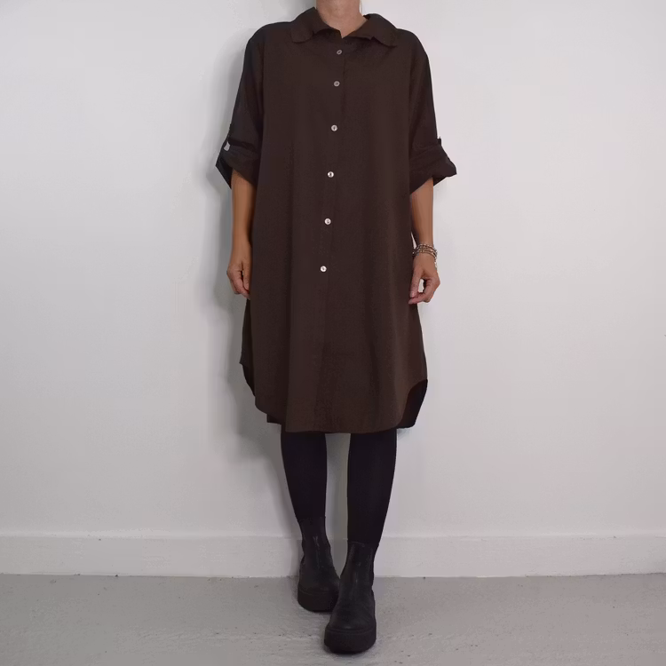Långskjorta Bomull Leonie BRUN - Camicia