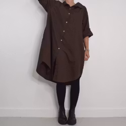 Långskjorta Bomull Leonie BRUN - Camicia
