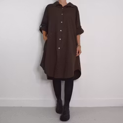 Långskjorta Bomull Leonie BRUN - Camicia