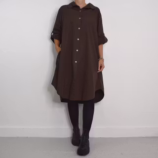 Långskjorta Bomull Leonie BRUN - Camicia