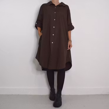 Långskjorta Bomull Leonie BRUN - Camicia