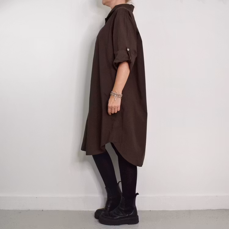 Långskjorta Bomull Leonie BRUN - Camicia