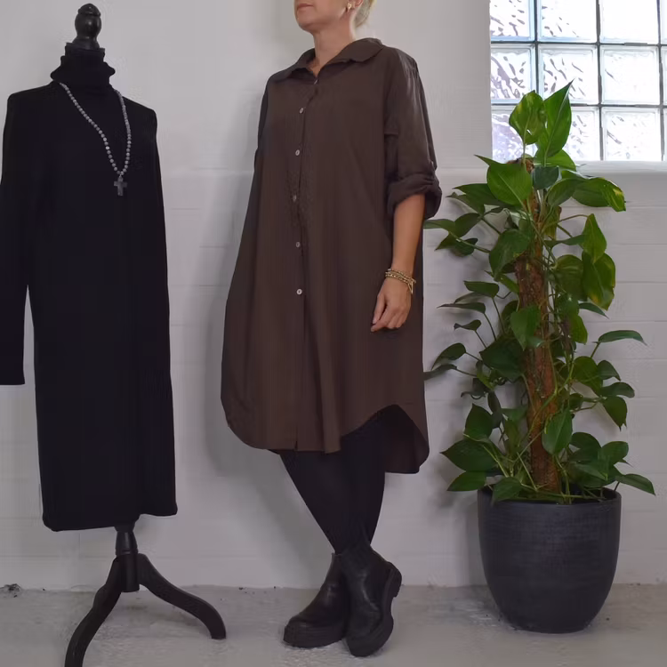Långskjorta Bomull Leonie BRUN - Camicia