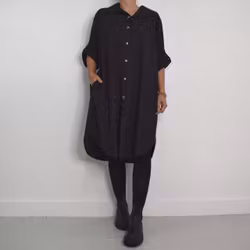 Långskjorta Bomull Leonie SVART - Camicia
