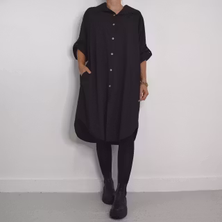 Långskjorta Bomull Leonie SVART - Camicia