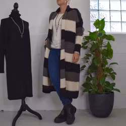 Lång kofta Randig Malou SVART - Camicia