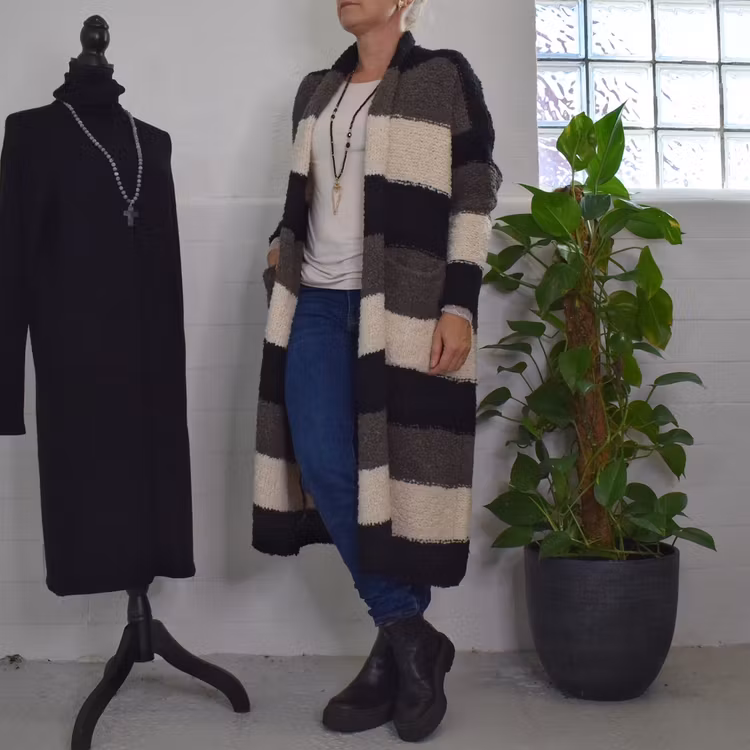Lång kofta Randig Malou SVART - Camicia