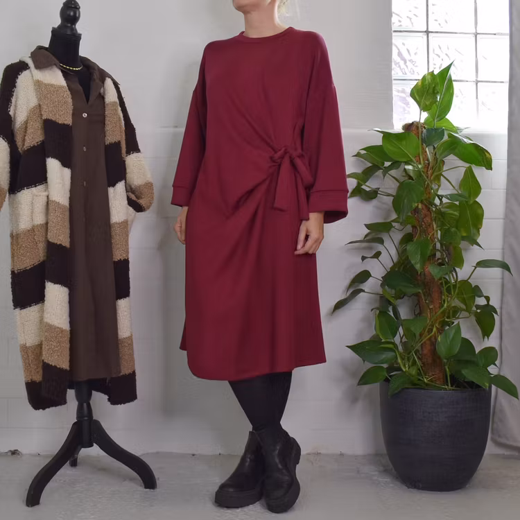 Klänning med Knyt Minna VINRÖD - Camicia