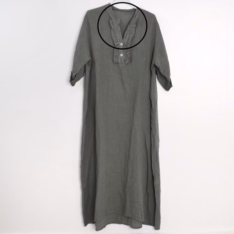 ANDRASORTERING Linneklänning Krås MILITARE L/XL