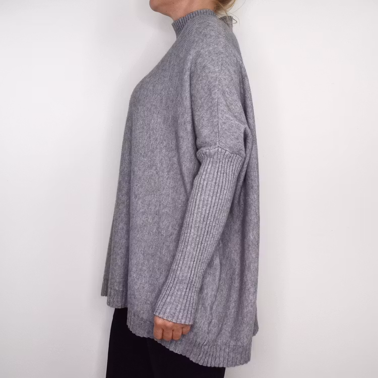 Finstickad Tröja Over Sized GRIGIO MEDIO