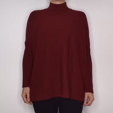 Finstickad Tröja Over Sized BORDO