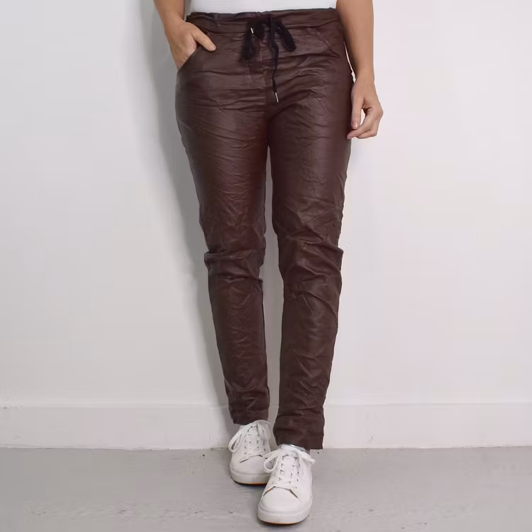 Byxa Lorena Vaxad BRUN - Mix By Heart