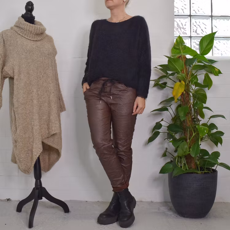 Byxa Lorena Vaxad BRUN - Mix By Heart