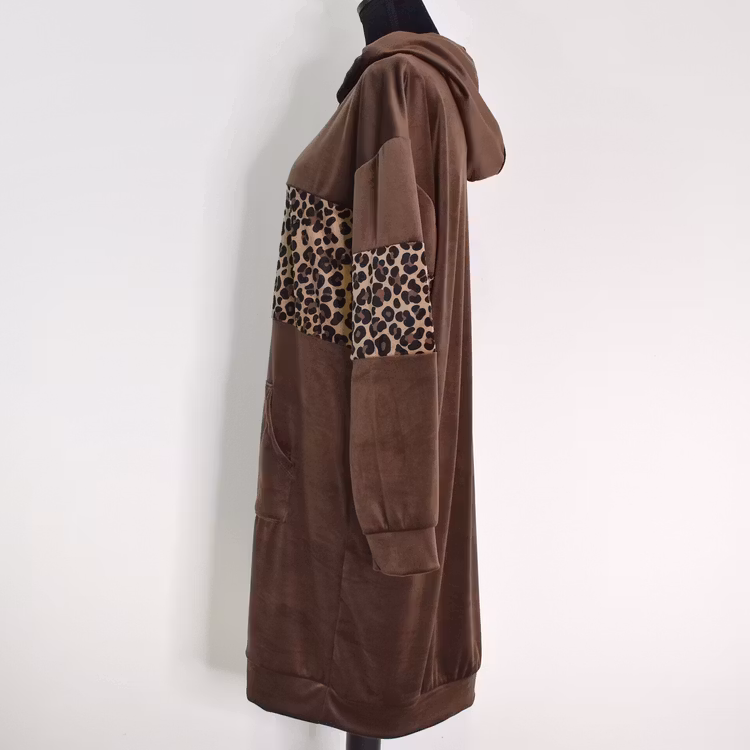 Hoodieklänning Velour Emily BRUN - Camicia