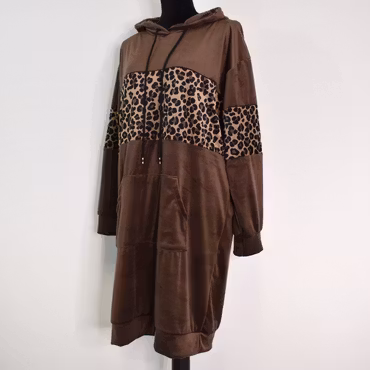 Hoodieklänning Velour Emily BRUN - Camicia