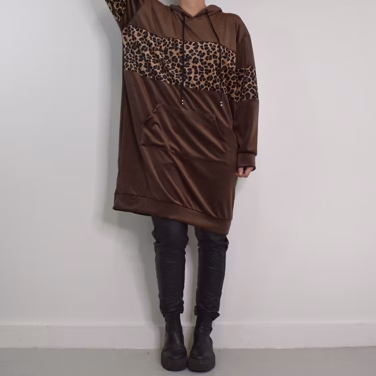 Hoodieklänning Velour Emily BRUN - Camicia