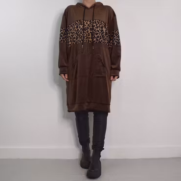 Hoodieklänning Velour Emily BRUN - Camicia