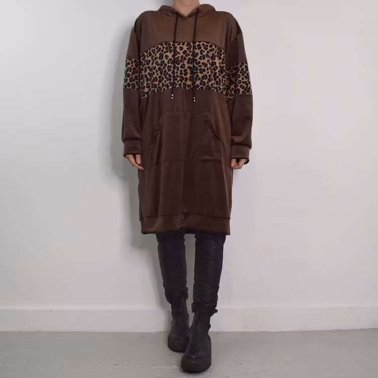 Hoodieklänning Velour Emily BRUN - Camicia