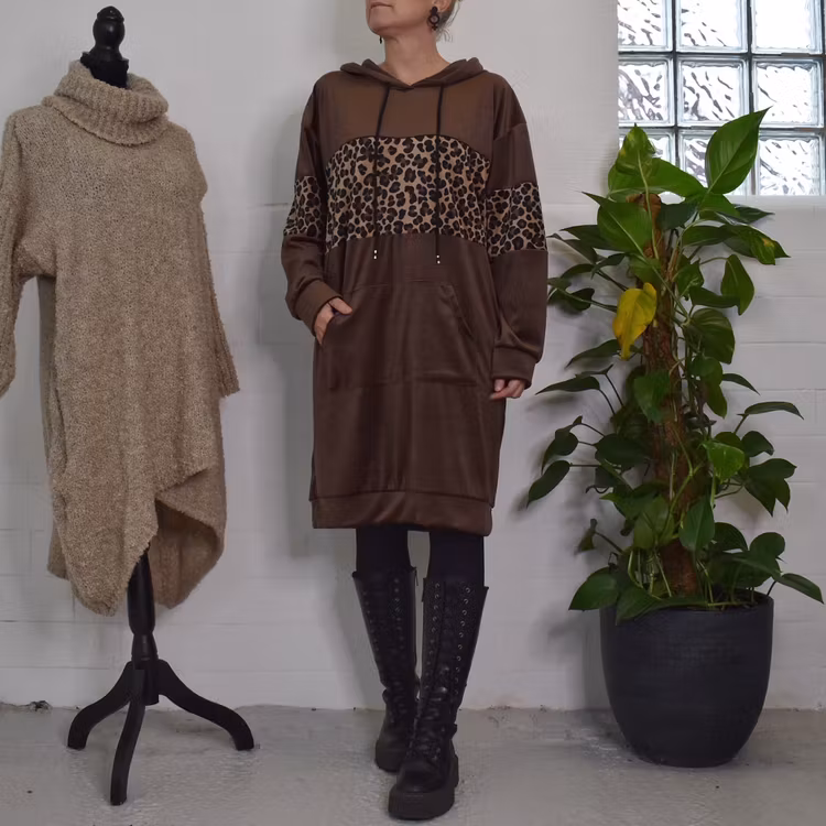 Hoodieklänning Velour Emily BRUN - Camicia