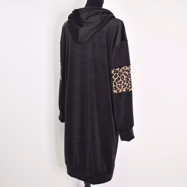 Hoodieklänning Velour Emily SVART - Camicia