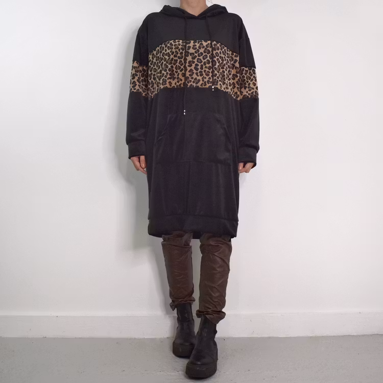 Hoodieklänning Velour Emily SVART - Camicia