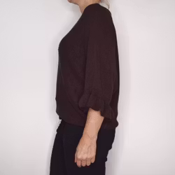 Finstickad tröja Volangärm CHOCOLAT