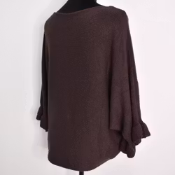 Finstickad tröja Volangärm CHOCOLAT