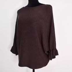 Finstickad tröja Volangärm CHOCOLAT